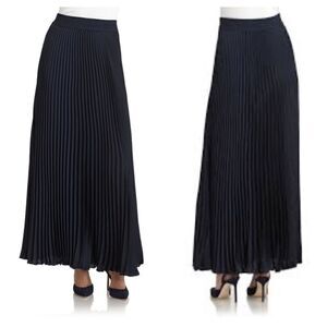 Rebecca Taylor Pleated Maxi Skirt Navy sz 4